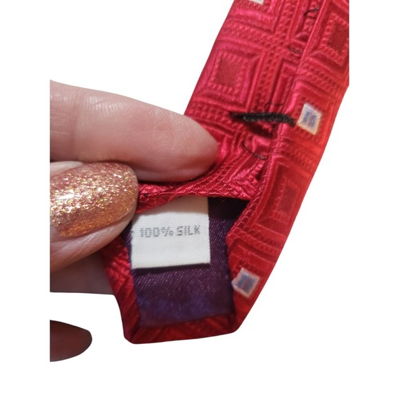 Burma Bibas Mens Tie Luxury Designer Red Blue Geometric Excellent Condition - Picture 8 of 12